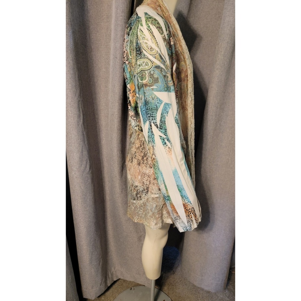 Whimsy Fairy COVER CHARGE Open Waterfall Front Pastel‎ Ombre Lace Cardigan SZ 1X - Picture 9 of 13